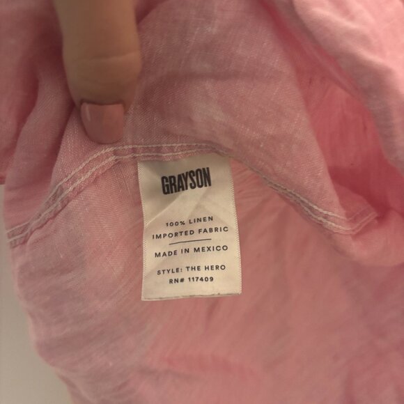 Grayson The Hero Womens Sz 4 100% Linen Button Down Shirt Top Pink Soft Luxury - Picture 5 of 5